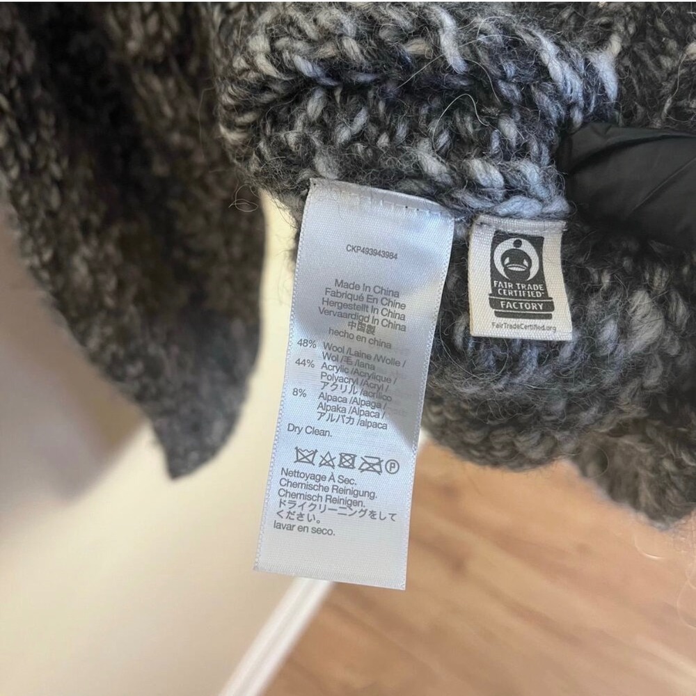 Madewell Sweater Women S Black White Italian Yarn Wool Alpaca V-Neck Marled Knit - Picture 4 of 7